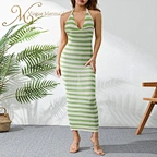 green crochet dress