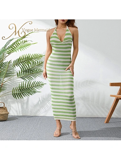 green crochet dress