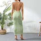 backless green crochet dress
